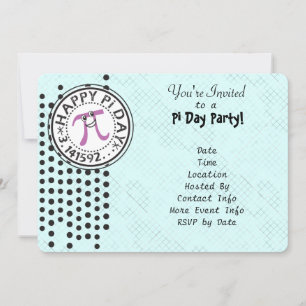 Customise - Cute Polka Dot Happy Pi Day Party Invitation