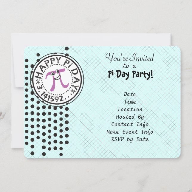 Customise - Cute Polka Dot Happy Pi Day Party Invitation (Front)