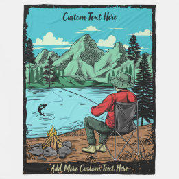 Customise Dad's Gone Fishing And Camping Again Fun Fleece Blanket