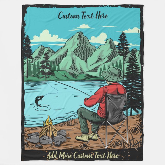 Customise Dad's Gone Fishing And Camping Again Fun Fleece Blanket (Front)