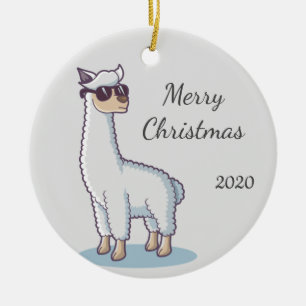 Customise Dated Fun Llama Farm Animal Ceramic Tree Decoration