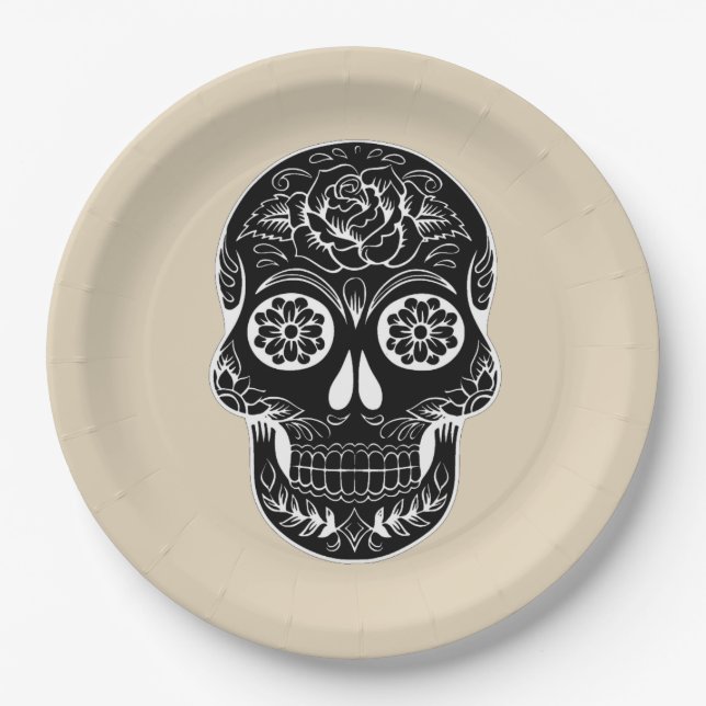 Customise Day of the dead skull Party Plate (Front)