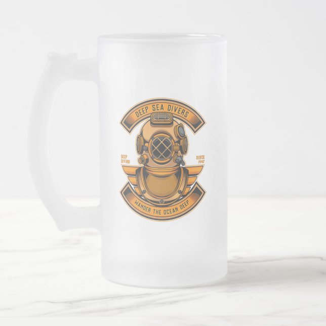 Customise Deep Sea Divers Diving Helmet Gear Sport Frosted Glass Beer Mug (Left)