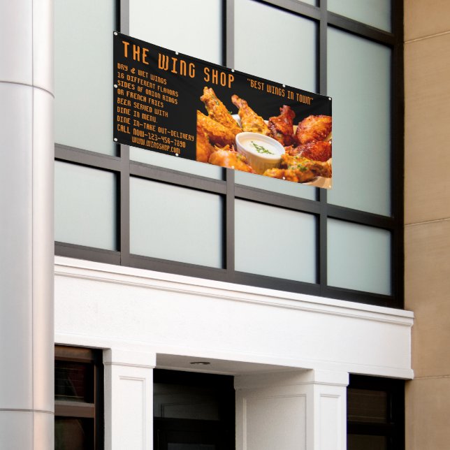 Customise Delicious Chicken Wings Restaurant Large Banner (Outside Building)