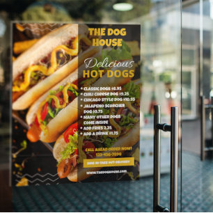 Customise Delicious Hotdogs Restaurant Small Door Poster