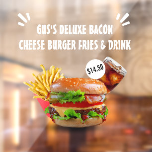 Customise Deluxe Burger Fries Drink Restaurant Sm Window Cling