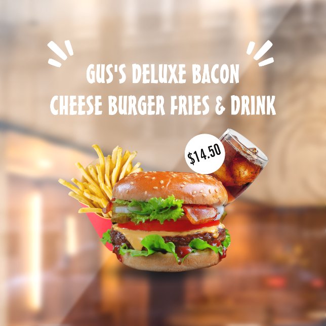 Customise Deluxe Burger Fries Drink Restaurant Window Cling (Sheet 2)