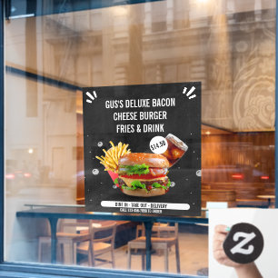 Customise Deluxe Burger Fries Drink Restaurant  Window Cling