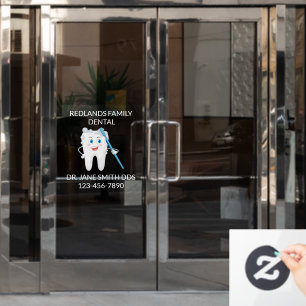 Customise Dental Clinic Happy Molar Tooth Brush Window Cling