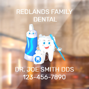 Customise Dental Clinic Happy Molar Tooth Dentist Window Cling
