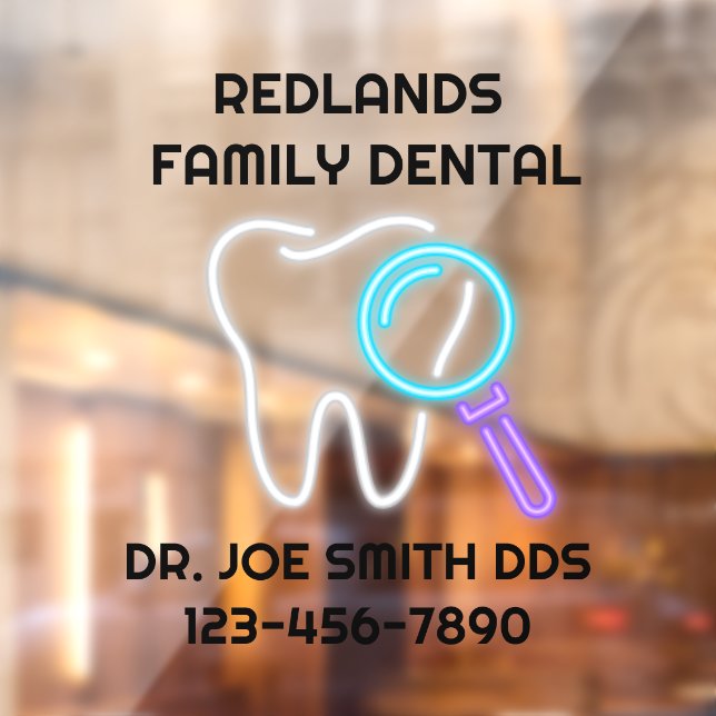 Customise Dental Clinic Office Molar Tooth Door Window Cling (Sheet 2)