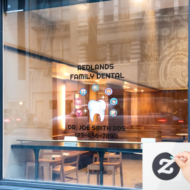 Customise Dental Clinic Office Molar Tooth Repair  Window Cling (Cafe Window)