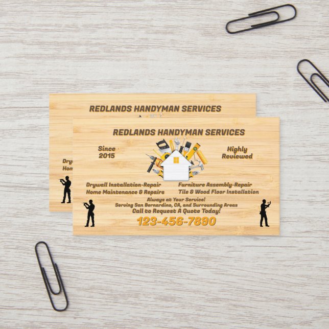 Customise Detailed Handyman Promo  Business Card (Front/Back In Situ)