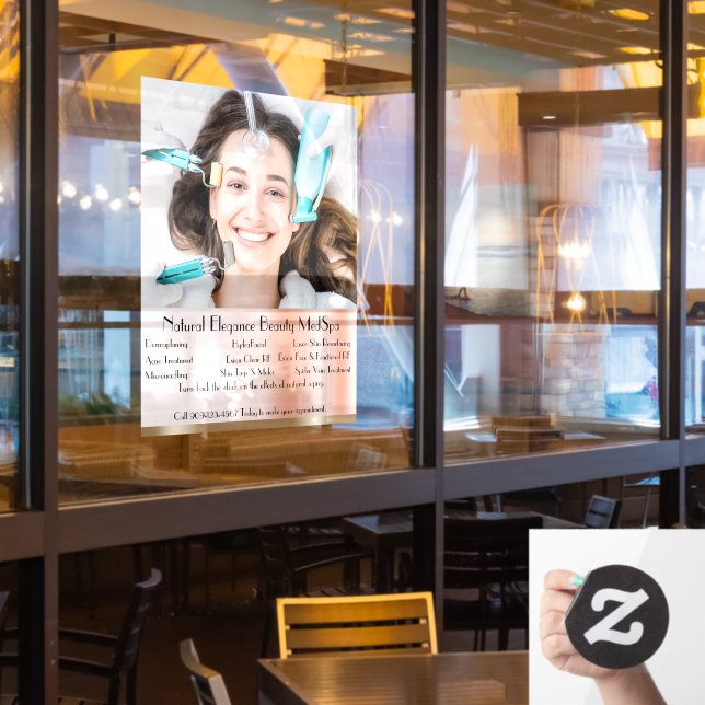 Customise Detailed Med Spa Beauty Treatment Large Window Cling (Restaurant Window)