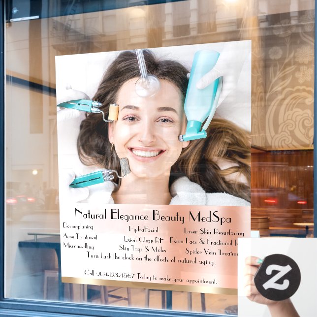 Customise Detailed Med Spa Beauty Treatment Large Window Cling (Cafe Window)