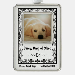 Customise Dog Lover Tarot Funny Keepsake Mum Dad Silver Plated Framed Ornament