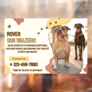Customise Dog Walking Business Promo  Window Cling