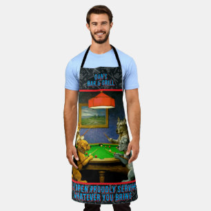 Customise Dogs Playing Snooker Billiard Fun Spoof Apron