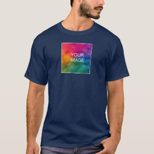 Customise Double Sided Navy Blue Add Image Men's T-Shirt