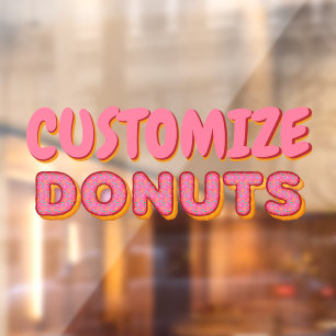Customise Doughnut Shop Business Front Window Cling