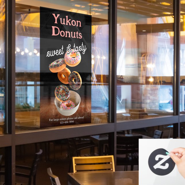 Customise Doughnut Shop Business Promotion Window Cling (Restaurant Window)