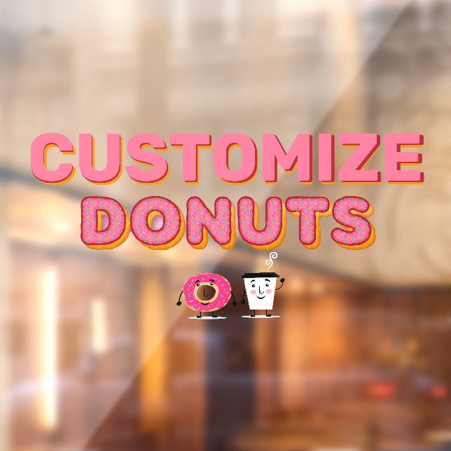 Customise Doughnut Shop Sprinkle Doughnut and Coff Window Cling (Sheet 2)