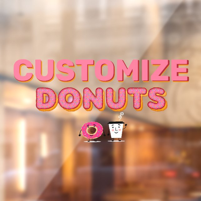 Customise Doughnut Shop Sprinkle Doughnut and Coff Window Cling (Sheet 2)