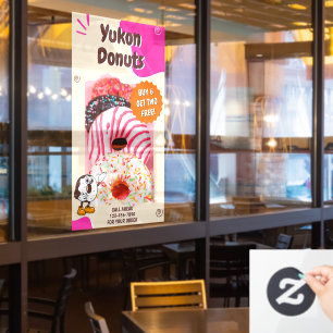 Customise Doughnuts Beige Pink Promotion Window Cling