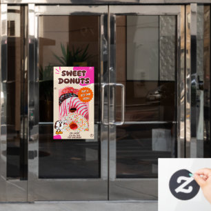Customise Doughnuts Beige Pink Promotion Window Cling