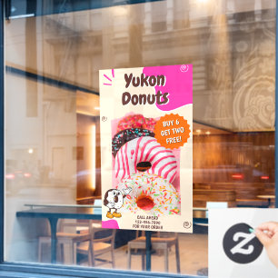 Customise Doughnuts Beige Pink Promotion Window Cling