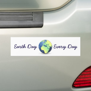 Customise Earth Day Every Day blue sparkles Globe Bumper Sticker