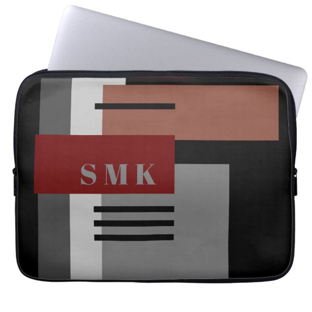 Customise Earth-Tone Geometric Laptop Sleeve (Front)
