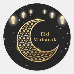 Customise Eid Mubarak / Ramadan Kareem Gold Classic Round Sticker