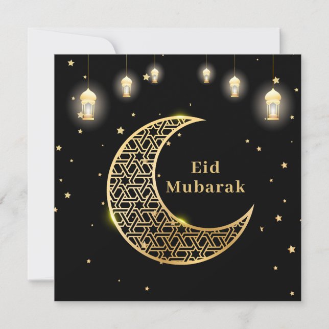 Customise Eid Mubarak / Ramadan Kareem Gold Invitation (Front)