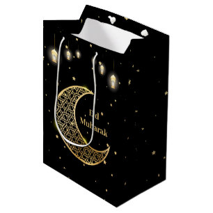 Customise Eid Mubarak / Ramadan Kareem Gold Medium Gift Bag