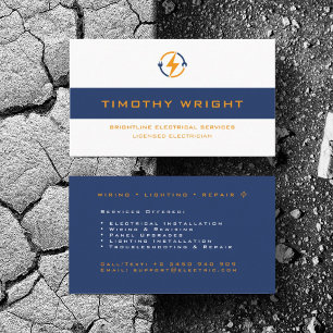 Customise Electrician Powers Wire Repair Services Business Card