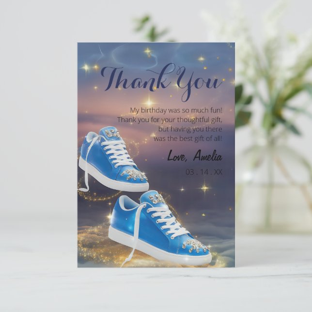 Customise Elegant Birthday Sneaker Ball Party Thank You Card (Standing Front)