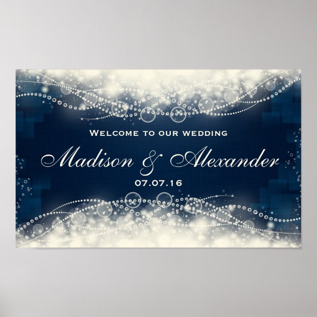 Customise Elegant Lace and Pearls Wedding Poster (Front)