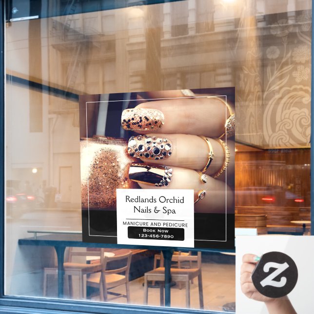 Customise Elegant Nail Salon Promotional Window Cling (Cafe Window)