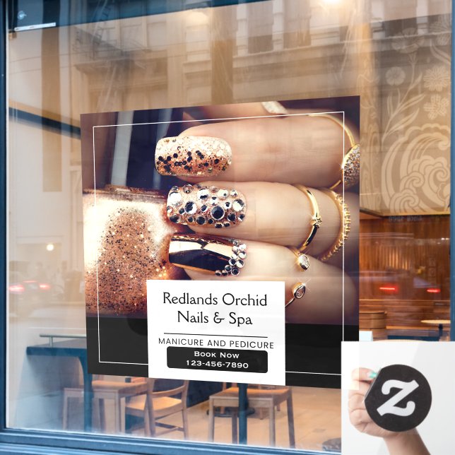 Customise Elegant Nail Salon Promotional Window Cling (Cafe Window)