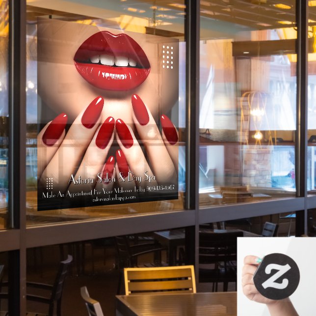 Customise Elegant Nails Day Spa Makeup Salon Window Cling (Restaurant Window)