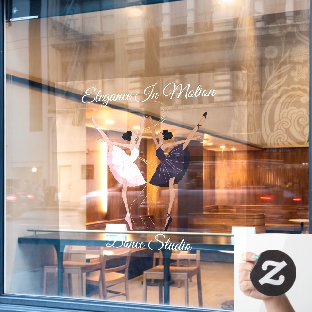 Customise Elegant Pair of Dancing Ballerinas Studi Window Cling (Cafe Window)
