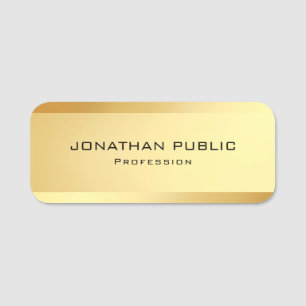 Customise Elegant Simple Faux Gold Template Name Tag