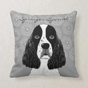 Customise English Springer Spaniel Dog on Grey Cushion