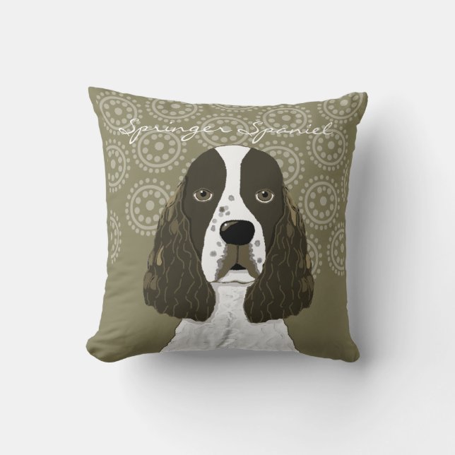 Customise English Springer Spaniel in Brown White Cushion (Front)