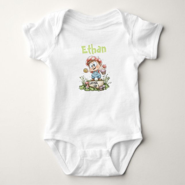 Customise Ethan Level Up Baby Bodysuit  (Front)