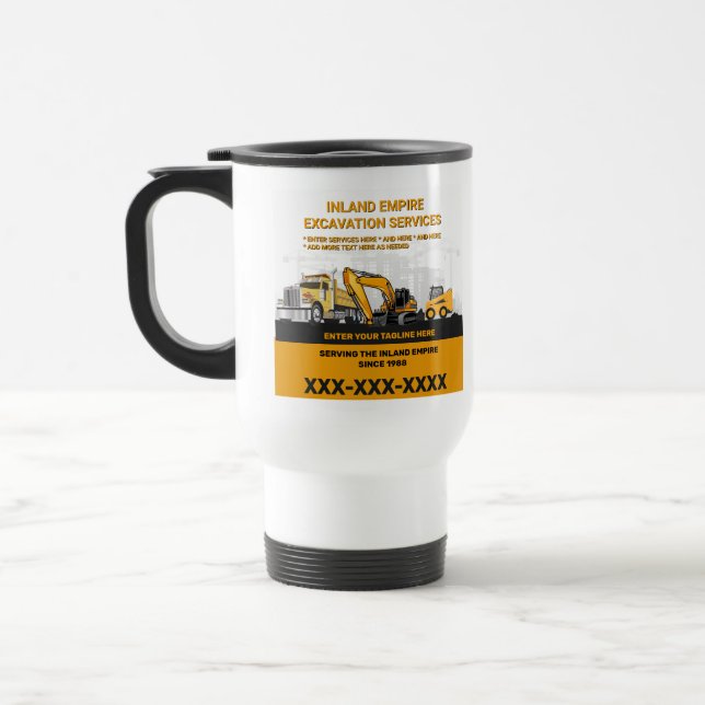Customise Excavation General Contractor Constructi Travel Mug (Left)