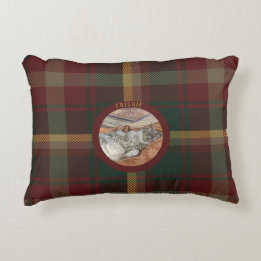 Customise Family Cat Maple Leaf Tartan Bed Decorative Cushion