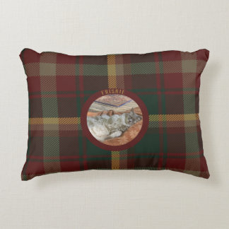 Customise Family Cat Maple Leaf Tartan Bed Decorative Cushion