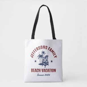 Customise Family Vacation Retro Beach Holiday Trip Tote Bag